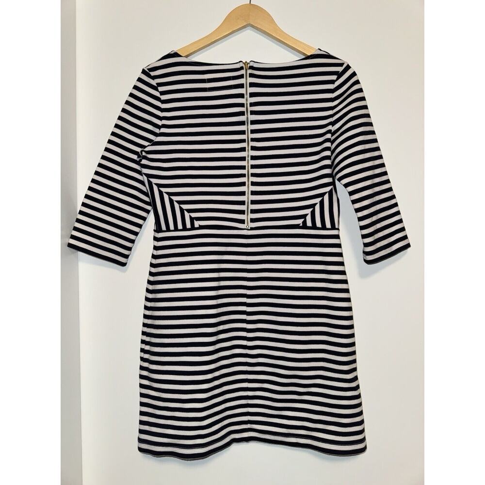 Tabitha Anthropologie Size 8 Marin Striped Sheath Dress Blue White 3/4 Sleeve - Picture 8 of 9